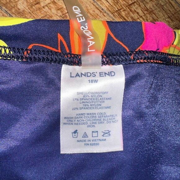 Lands End tropical pink flower high waist lined 18W swim bottoms - Picture 2 of 3